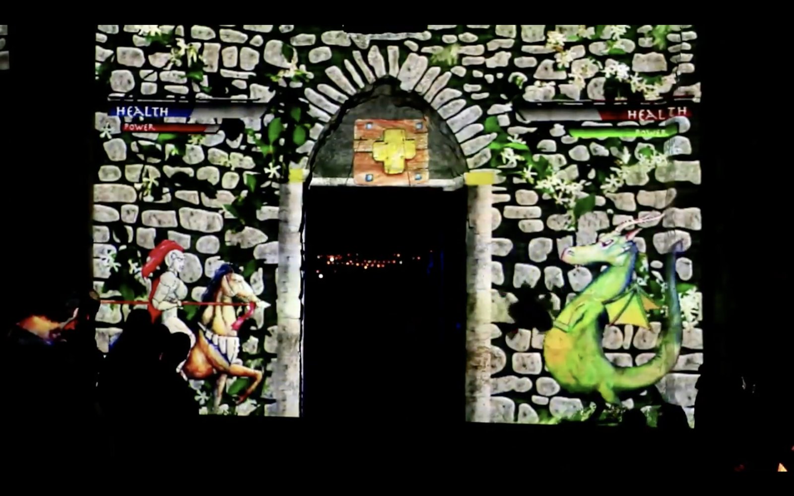 Projection-mapped game on a historic wall